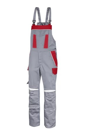 HB-Latzhose, Strlichtbogenschutz 4kA, ArcSelect, 1-lagig, zweifarbig, Stehkragen, verdeckte Druckknpfe, mittelgrau/rot